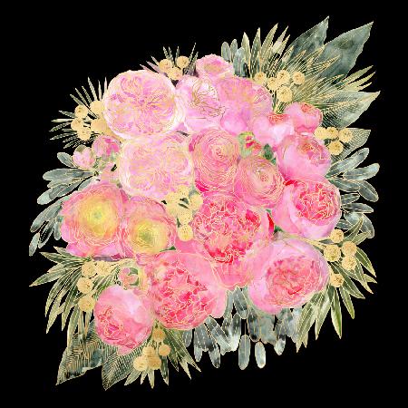 Rehka floral bouquet in light pink watercolor and black