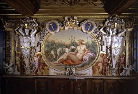 The Nymph of Fontainebleau, detail of decorative scheme in the Gallery of Francis I od Rosso Fiorentino