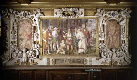 The Unification of the State, detail of decorative scheme in the Gallery of Francis I od Rosso Fiorentino