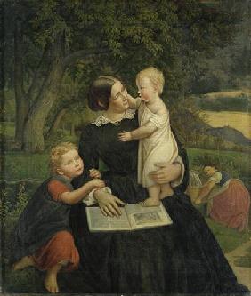Emilie Marie Wasmann, the artist's wife, with Elise and Erich, their oldest children