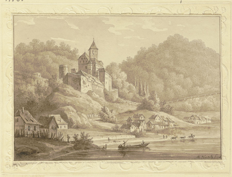 Burg auf einem Hügel an einem Fluss od Rudolf Kuntz