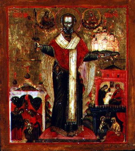 Saint Nicholas of Mozhaisk with scenes from his life od Russian