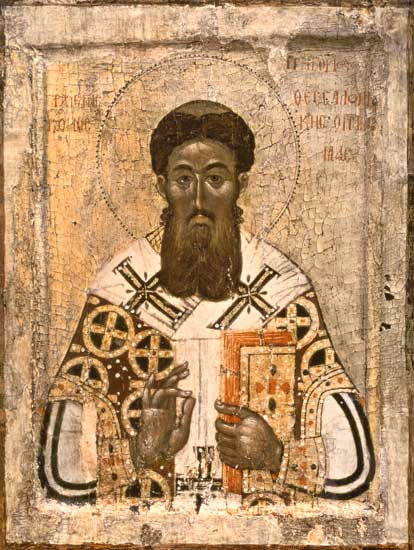 Icon of St. Gregory (335-390) Archbishop of Thessaloniki (tempera on papel) od Russian School
