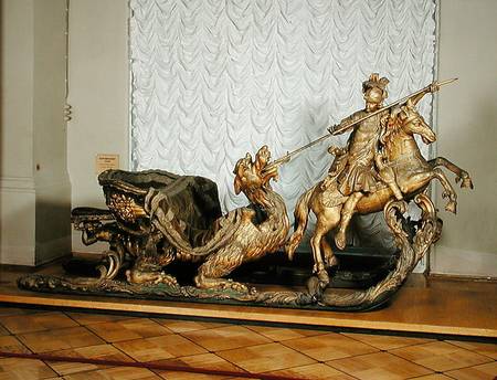 Carnival Sleigh with the figure of St George (wood & gold leaf) od Russian School