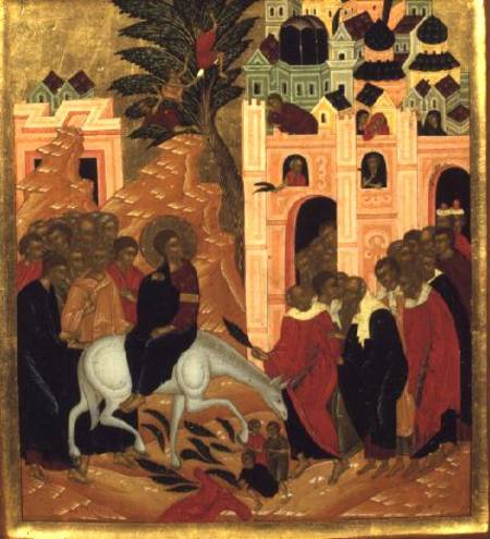 Christ's Entry into Jerusalem, icon od Russian School