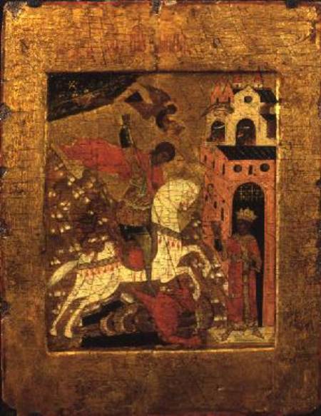 St. George and the Dragon, icon od Russian School