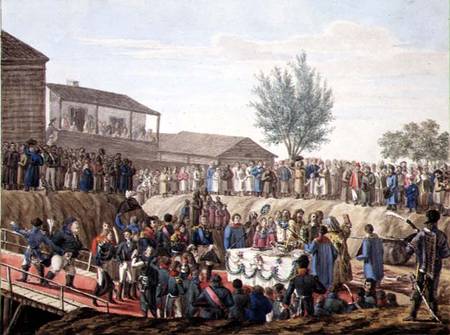 The Laying of the First Stone of the Customs House at Mohiloff in 1820 od Russian School