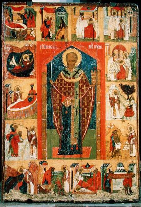 St. Nicholas of Moshajsk with scenes from his life od Russian School
