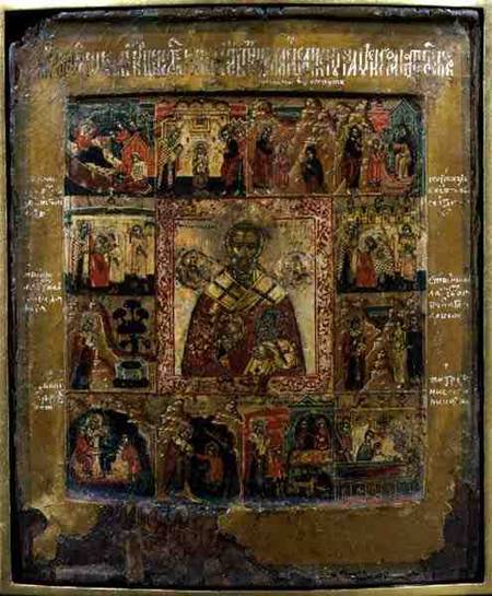 St. Nicholas and Scenes from the Life of the Saint od Russian School