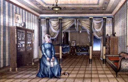 A Spinster in a Neo-Classical Sitting Room Interior od Russian School
