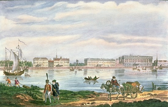 The Marble Palace and the Neva Embankment in St. Petersburg od Russian School