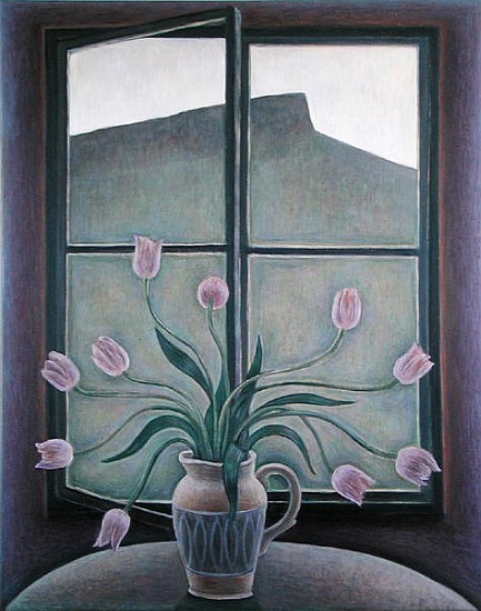 Tulips and Crag, 2001 (oil on canvas)  od Ruth  Addinall