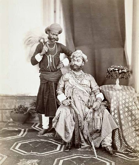 His Highness Maharaja Tukoji Rao (1844-86) II of Indore and attendant od S. Bourne
