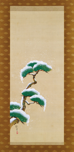 Hanging Scroll Depicting A Snow Clad Pine, from A Triptych of the Three Seasons, Japanese, early 19t od Sakai Hoitsu