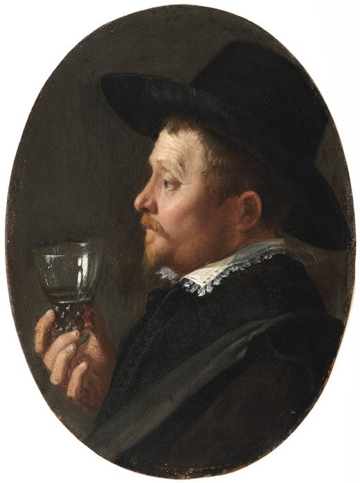 Man holding a roemer od Salomon de Bray