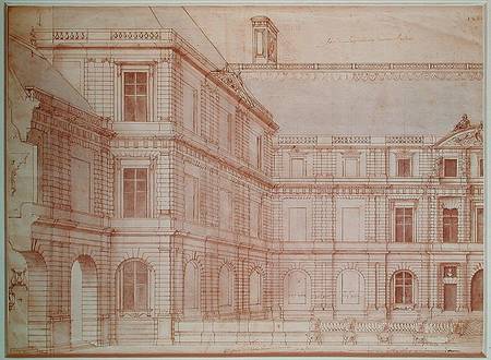 North Facade of the Palais de Luxembourg (pen & ink on paper) od Salomon de Brosse