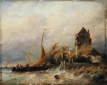 The Homecoming of the Fishing Boat od Salomon Leonardus Verveer