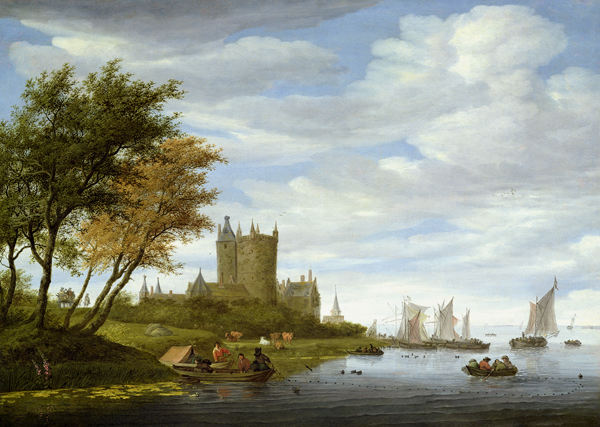 River Estuary with a castle od Salomon van Ruisdael or Ruysdael