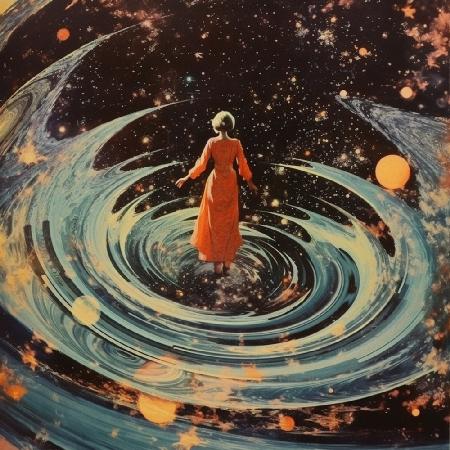 Swirling Through Space Collage Art
