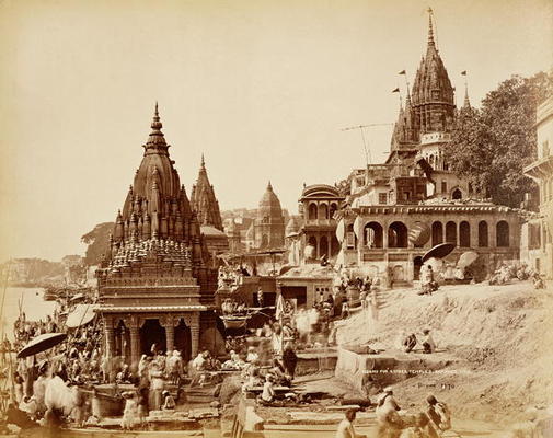 Vishnu Pud and Other Temples, Benares (sepia photo) od Samuel Bourne
