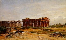 The ruins at Paestum, 1852 (oil on canvas)