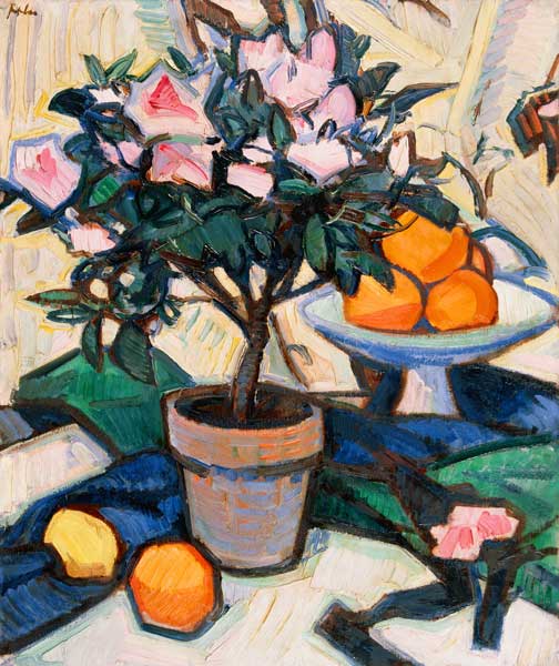 Rosa Azaleen und Orangen od Samuel John Peploe