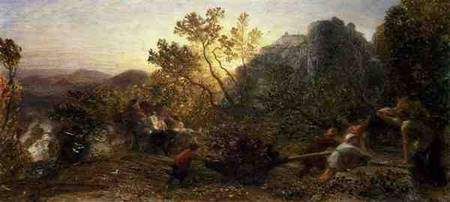 Harvest in the Vineyard, 1859 (w/c, gouache and gum arabic on od Samuel Palmer