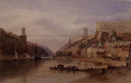 The Proposed Suspension Bridge from Rownham Ferry od Samuel R.W.S. Jackson