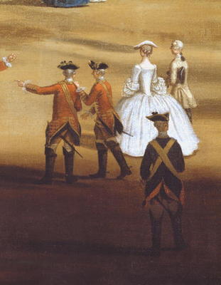 Soldiers and a couple in Horseguards Parade, c.1758 (oil on canvas (detail of 237617) od Samuel Wale