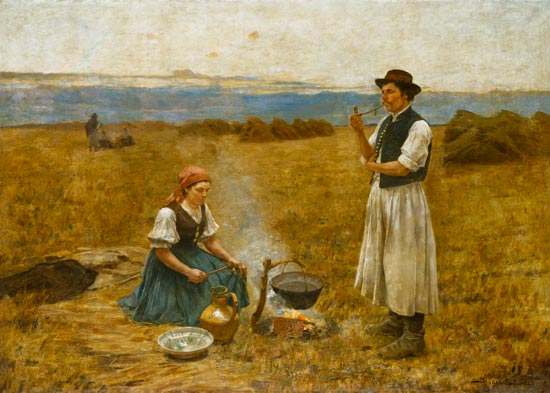 Hungarian smallholder couple when preparing the Holy Communion. od Sandor Bihàri