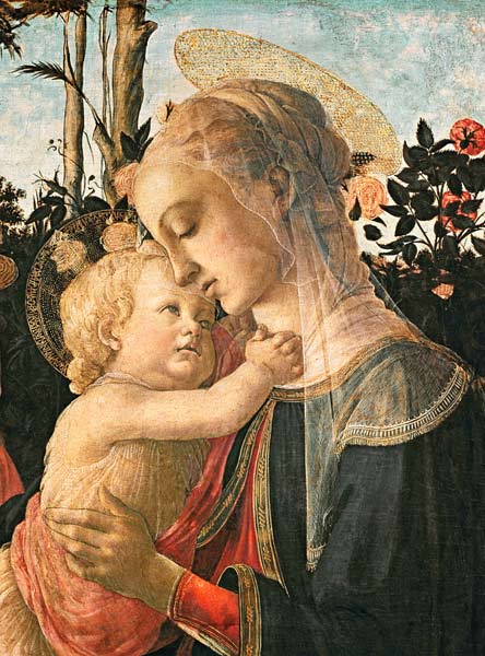 Madonna and Child with St. John the Baptist, detail of the Madonna and Child (detail from 93886) od Sandro Botticelli