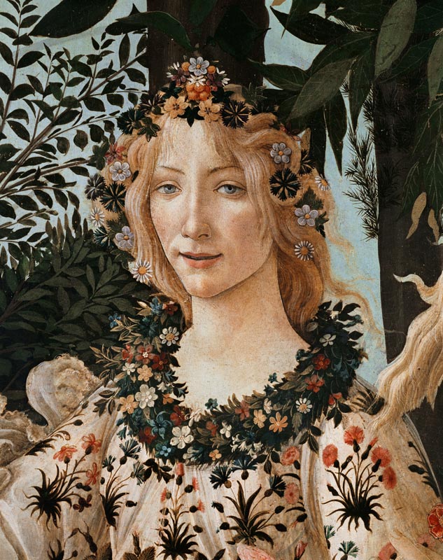 Detail aus dem Gemälde "Der Frühling": Kopf der Flora. od Sandro Botticelli