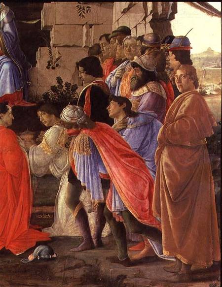 The Adoration of the Magi, detail of depicting self portrait and those of the Medici family od Sandro Botticelli