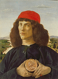 Bildnis eines Mannes mit einer Medaille von Cosimo dem Alten. od Sandro Botticelli