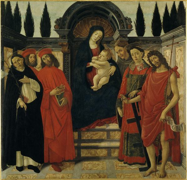Botticelli-Workshop / Madonna w.Saints od Sandro Botticelli