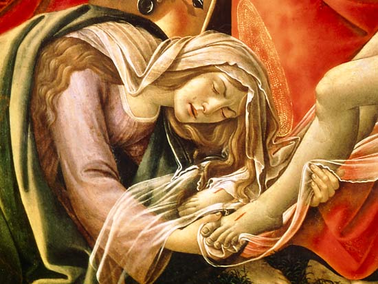 The Lamentation of Christ, detail of Mary Magdalene and the Feet of Christ od Sandro Botticelli