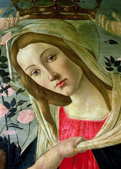 Madonna and Child Crowned Angels, detail of the Madonna od Sandro Botticelli