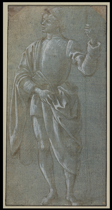 Stehender Jüngling mit drapiertem Mantel und Modellstab od Sandro Botticelli