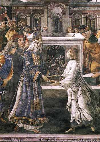 The Purification of the Leper and the Temptation of Christ, in the Sistine Chapel: detail of the pur od Sandro Botticelli