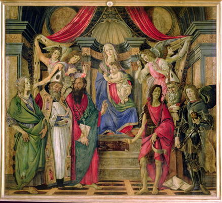Virgin and Child with Saints from the Altarpiece of San Barnabas, c.1480-81 (tempera on panel) od Sandro Botticelli