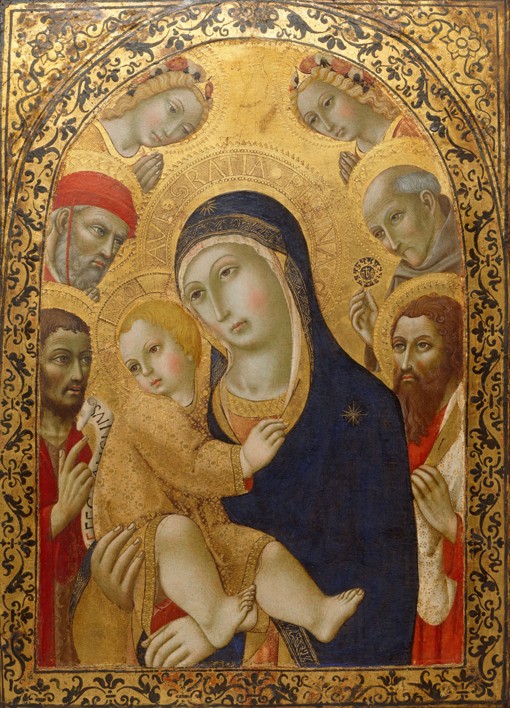 Madonna and Child with Saints Jerome, John the Baptist, Bernardino and Bartholomew od Sano di Pietro