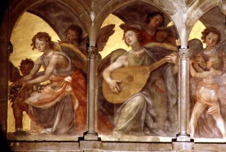 Musical angels within a trompe l'oeil cloister, from the interior west facade od Santi di Tito