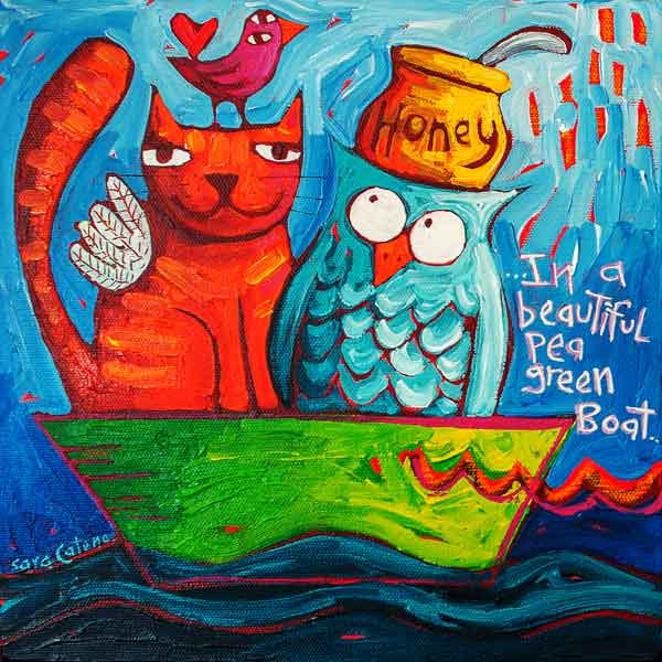 In a beautiful pea green boat 25-x-25-cm od Sara Catena