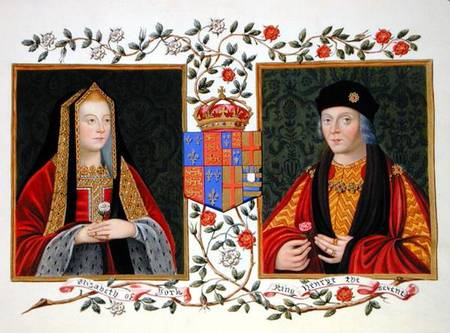 Double portrait of Elizabeth of York (1465-1503) and Henry VII (1457-1509) holding the white rose of od Sarah Countess of Essex