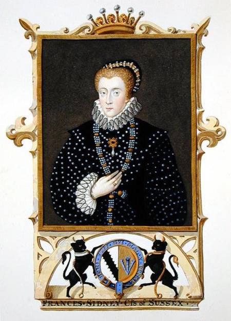 Portrait of Frances Sidney (d.c.1589) Countess of Sussex from 'Memoirs of the Court of Queen Elizabe od Sarah Countess of Essex