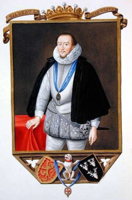 Portrait of Gilbert Talbot (1553-1616) 7th Earl of Shrewsbury from 'Memoirs of the Court of Queen El od Sarah Countess of Essex