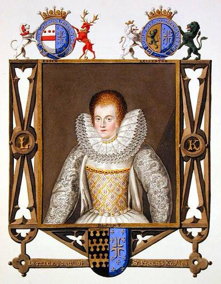Portrait of Lettice Knollys (c.1541-1634) Daughter of Sir Francis Knollys from 'Memoirs of the Court od Sarah Countess of Essex