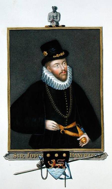 Portrait of Sir John Hawkins (1532-95) from 'Memoirs of the Court of Queen Elizabeth' after a triple od Sarah Countess of Essex