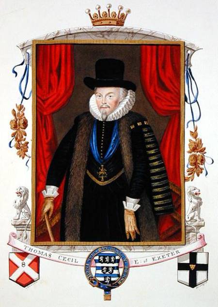 Portrait of Sir Thomas Cecil (1542-1623) 1st Earl of Exeter, 2nd Lord Burghley from 'Memoirs of the od Sarah Countess of Essex