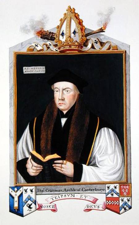 Portrait of Thomas Cranmer (1489-1556) Archbishop of Canterbury from 'Memoirs of the Court of Queen od Sarah Countess of Essex